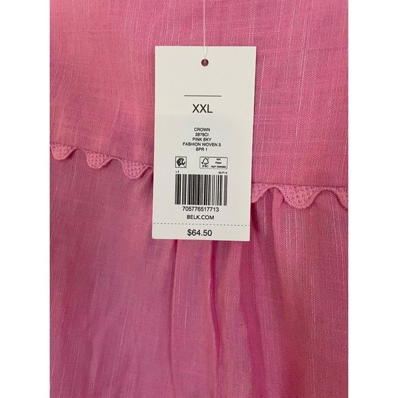 Crown & Ivy Pink Sky Scalloped Top Belk Fashion Woven Line XXL - Picture 7 of 15
